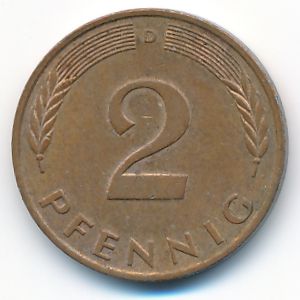 ФРГ, 2 пфеннига (1989 г.)