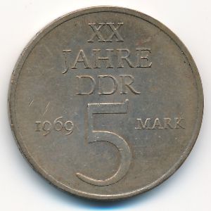 German Democratic Republic, 5 mark, 1969