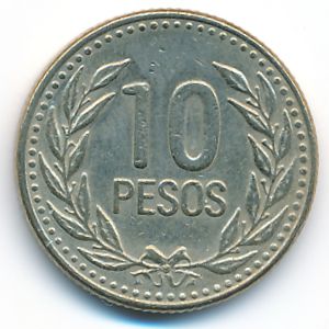 Colombia, 10 pesos, 1989