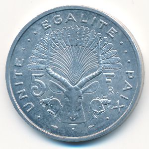 Djibouti, 5 francs, 1991