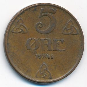 Norway, 5 ore, 1941