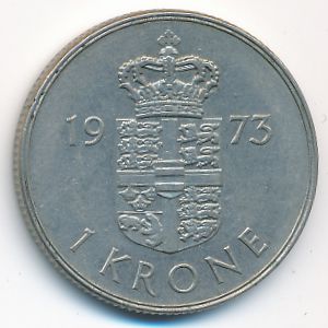 Denmark, 1 krone, 1973
