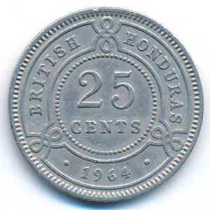 British Honduras, 25 cents, 1964