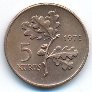 Turkey, 5 kurus, 1971