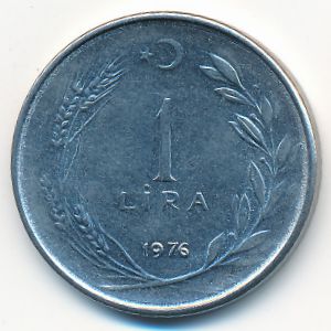 Turkey, 1 lira, 1976