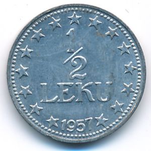 Albania, 1/2 leku, 1957