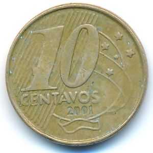 Brazil, 10 centavos, 2001