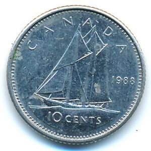 Канада, 10 центов (1988 г.)