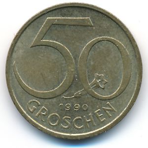 Austria, 50 groschen, 1990