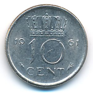 Нидерланды, 10 центов (1961 г.)