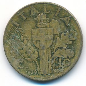 Italy, 10 centesimi, 1939
