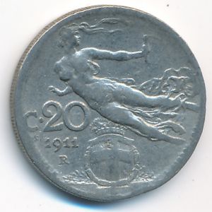 Италия, 20 чентезимо (1911 г.)