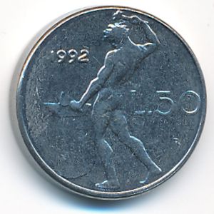 Италия, 50 лир (1992 г.)