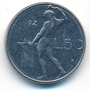 Италия, 50 лир (1992 г.)