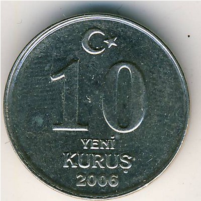 Turkey, 10 new kurus, 2005–2008