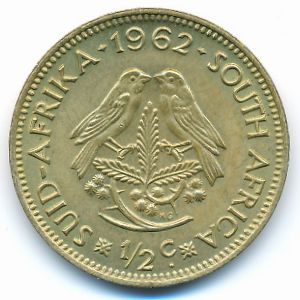 South Africa, 1/2 cent, 1962
