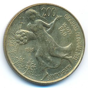 Италия, 200 лир (1981 г.)