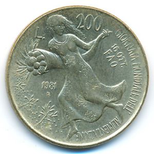 Италия, 200 лир (1981 г.)