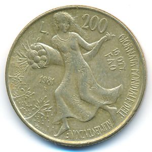 Италия, 200 лир (1981 г.)