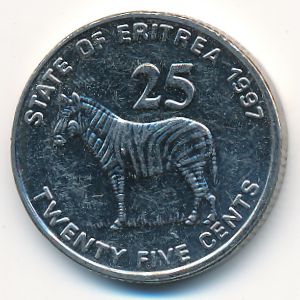 Eritrea, 25 cents, 1997
