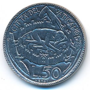 Ватикан, 50 лир (1975 г.)