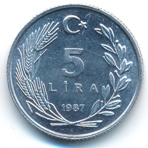 Турция, 5 лир (1987 г.)