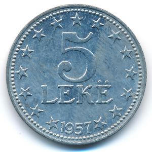 Albania, 5 lek, 1957