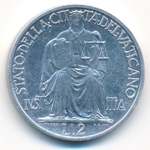 Ватикан, 2 лиры (1947–1949 г.)