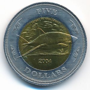 Кокосовые острова., 5 долларов (2004 г.)