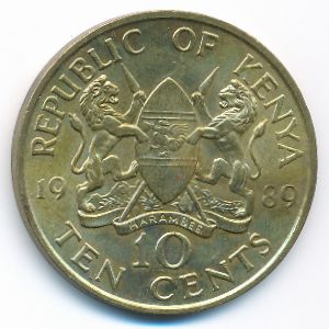Кения, 10 центов (1989 г.)