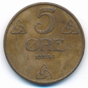 Norway, 5 ore, 1936