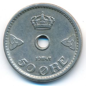 Норвегия, 50 эре (1947 г.)