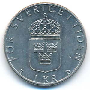 Sweden, 1 krona, 1991