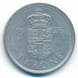 Denmark, 1 krone, 1976