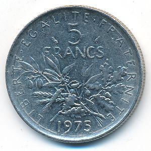 France, 5 francs, 1975