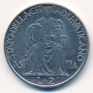 Ватикан, 2 лиры (1942 г.)