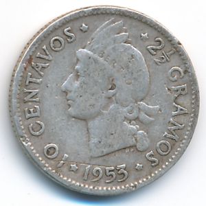 Dominican Republic, 10 centavos, 1953