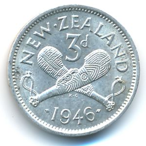 New Zealand, 3 pence, 1946