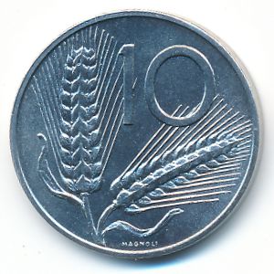 Italy, 10 lire, 1997