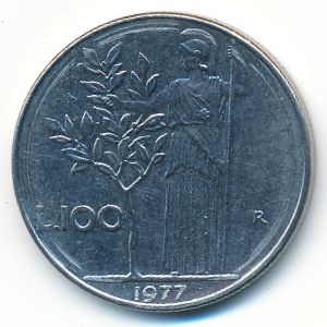 Италия, 100 лир (1977 г.)