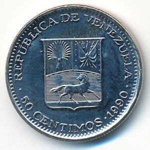 Venezuela, 50 centimos, 1990