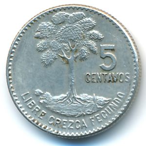 Guatemala, 5 centavos, 1965–1970