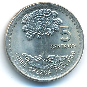 Guatemala, 5 centavos, 1971–1977