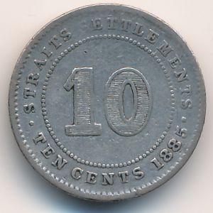 Стрейтс-Сетлментс, 10 центов (1885 г.)