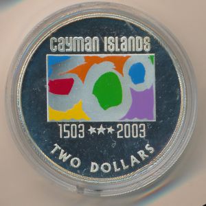Cayman Islands, 2 dollars, 2003