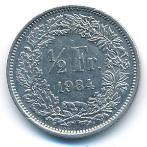 Switzerland, 1/2 franc, 1984