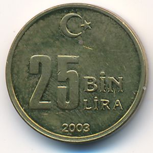 Turkey, 25000 lira, 2003