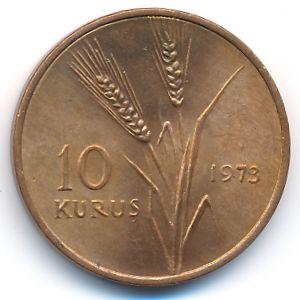 Turkey, 10 kurus, 1973
