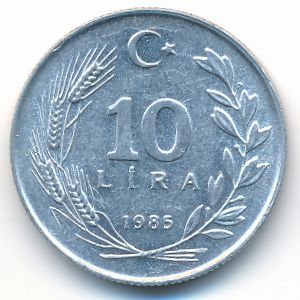 Turkey, 10 lira, 1985