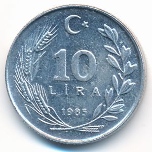 Turkey, 10 lira, 1985